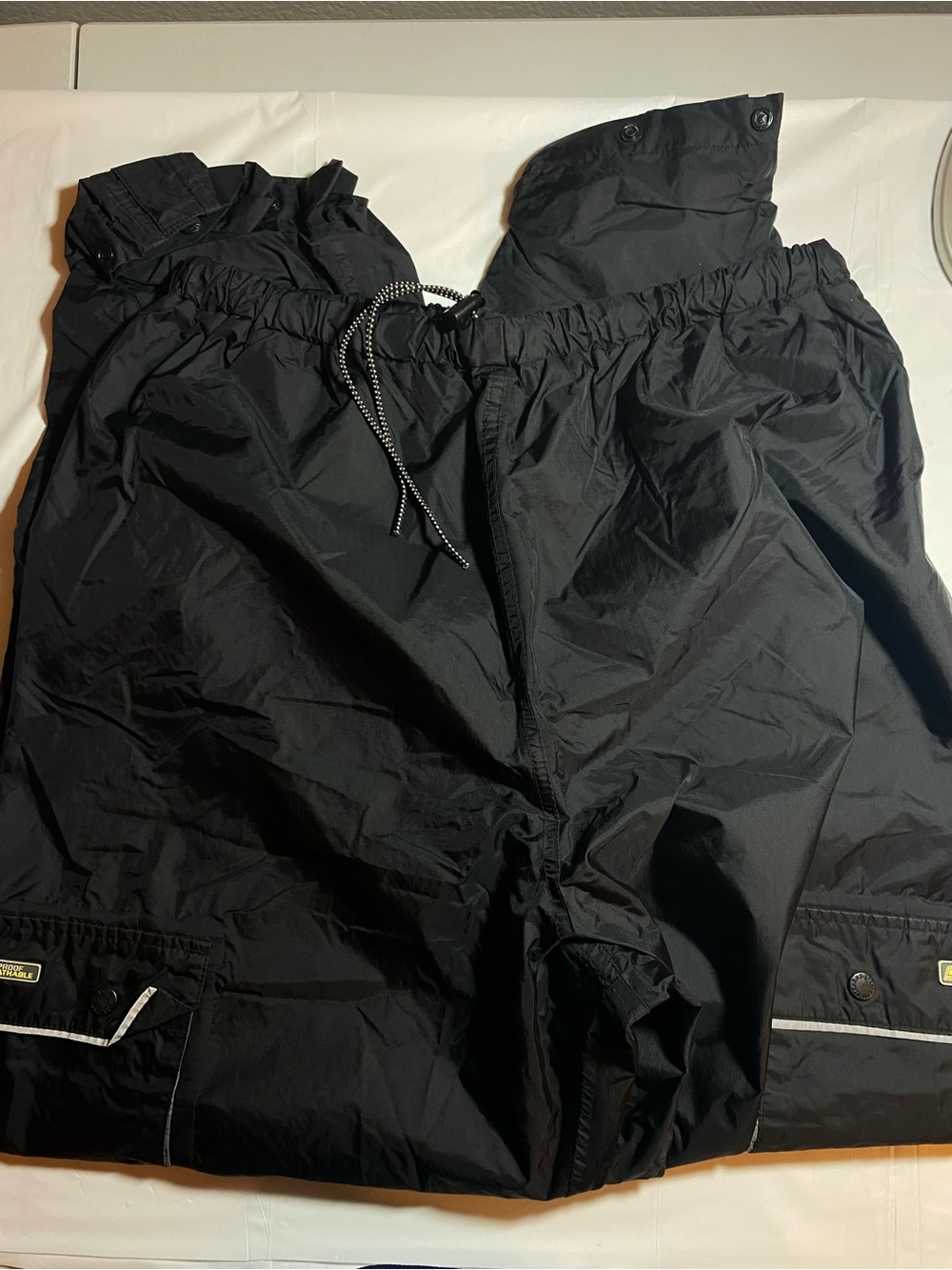 Vtg Stearns Dry Wear Waterproof Breathable Cargo Rain Pants Black Size Large